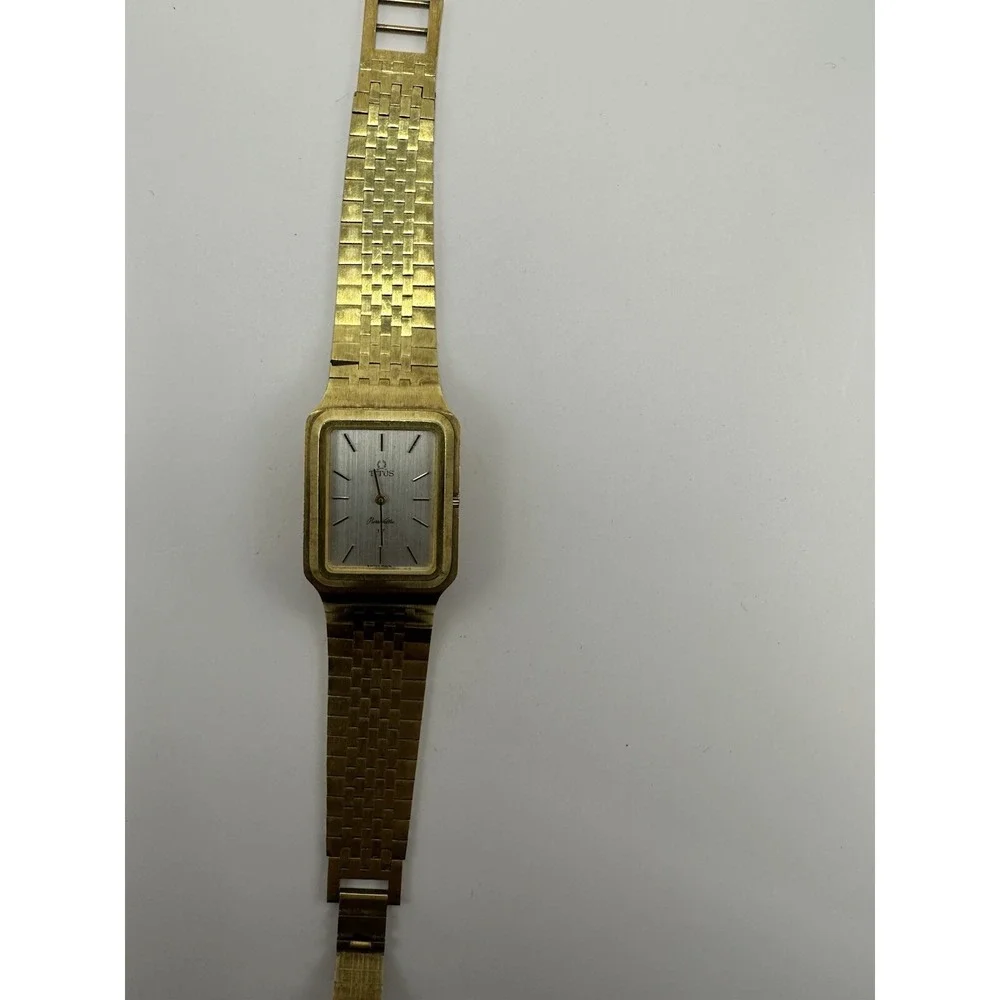 Titus Pierre‎ Vallee Mens Tank Watch Manual Wind Works Swiss Made Gold Tone B20